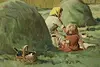 Farm Family Scene Vintage Original Oil Painting 44.5" (8)