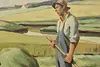 Farm Family Scene Vintage Original Oil Painting 44.5" (9)