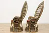 Wicker Rattan Vintage Oaur Peacock Chairs & Table Set (14)