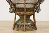 Wicker Rattan Vintage Oaur Peacock Chairs & Table Set (22)