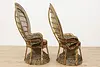 Wicker Rattan Vintage Oaur Peacock Chairs & Table Set (24)