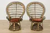 Wicker Rattan Vintage Oaur Peacock Chairs & Table Set (4)