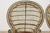 Wicker Rattan Vintage Oaur Peacock Chairs & Table Set (5)