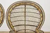 Wicker Rattan Vintage Oaur Peacock Chairs & Table Set (6)