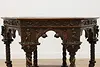 Italian Antique Walnut Center Table, Carved Angels & Lions (10)