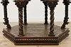 Italian Antique Walnut Center Table, Carved Angels & Lions (11)