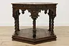 Italian Antique Walnut Center Table, Carved Angels & Lions (12)