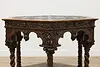 Italian Antique Walnut Center Table, Carved Angels & Lions (13)