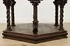 Italian Antique Walnut Center Table, Carved Angels & Lions (14)