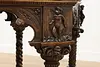 Italian Antique Walnut Center Table, Carved Angels & Lions (18)