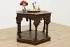 Italian Antique Walnut Center Table, Carved Angels & Lions (2)