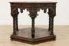 Italian Antique Walnut Center Table, Carved Angels & Lions (6)