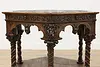 Italian Antique Walnut Center Table, Carved Angels & Lions (7)