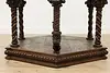 Italian Antique Walnut Center Table, Carved Angels & Lions (8)