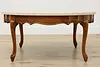 Country French Vintage Travertine Top Birch Coffee Table (5)