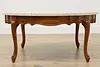 Country French Vintage Travertine Top Birch Coffee Table (9)