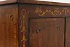 French Louis XVI Vintage Console Cabinet, Floral Marquetry (18)