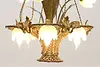 French Antique Gilt Bronze Flower Basket Chandelier, Soleau (10)