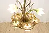 French Antique Gilt Bronze Flower Basket Chandelier, Soleau (15)