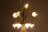 French Antique Gilt Bronze Flower Basket Chandelier, Soleau (6)