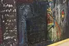 Modernist Cityscape Mixed Media Painting, Hall 40.5" (11)