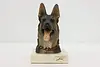 German Shepherd Vintage Dog Sculpture, Travertine Base, Nico #53287