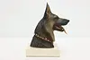 German Shepherd Vintage Dog Sculpture, Travertine Base, Nico #53287