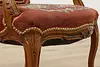 French Antique Carved Walnut Chair Petit Point & Needlepoint (17)