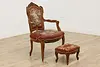 French Antique Carved Walnut Chair Petit Point & Needlepoint (3)