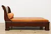 Sleigh Design Antique Leather Day Bed Chaise Lounge, Swans (10)