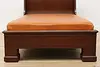 Sleigh Design Antique Leather Day Bed Chaise Lounge, Swans (16)