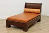 Sleigh Design Antique Leather Day Bed Chaise Lounge, Swans (2)