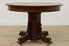 Victorian Antique 45" Oak Dining Table, Opens 68", Dolphins #52937