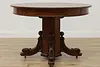 Victorian Antique 45" Oak Dining Table, Opens 68", Dolphins #52937