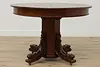 Victorian Antique 45" Oak Dining Table, Opens 68", Dolphins #52937