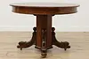 Victorian Antique 45" Oak Dining Table, Opens 68", Dolphins #52937