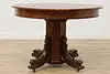 Victorian Antique 45" Oak Dining Table, Opens 68", Dolphins #52937