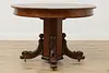 Victorian Antique 45" Oak Dining Table, Opens 68", Dolphins #52937