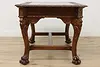 Mahogany Antique Partner Desk Library Table Carved Paw Feet (11)