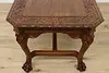 Mahogany Antique Partner Desk Library Table Carved Paw Feet (14)