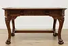 Mahogany Antique Partner Desk Library Table Carved Paw Feet (15)