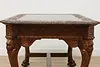 Mahogany Antique Partner Desk Library Table Carved Paw Feet (21)