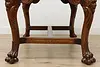 Mahogany Antique Partner Desk Library Table Carved Paw Feet (22)