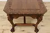 Mahogany Antique Partner Desk Library Table Carved Paw Feet (23)