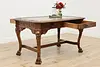 Mahogany Antique Partner Desk Library Table Carved Paw Feet (3)