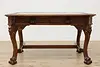 Mahogany Antique Partner Desk Library Table Carved Paw Feet (6)