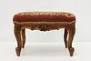 French Antique Carved Walnut & Needlepoint Footstool #53442