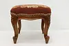 French Antique Carved Walnut & Needlepoint Footstool #53442