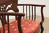 Art Nouveau Antique Mahogany Settee or Bench Pearl Marquetry #52806