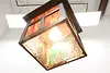 Craftsman Antique Stained Glass Mission Oak Light Fixture (8)